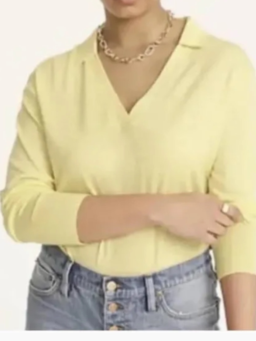 J. Crew Pale Yellow Knit Polo Sweater. NWOT